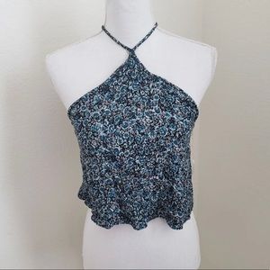 American eagle crop top floral halter size medium